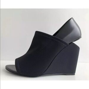 Alexander Wang Black Alla Stretch Leather Neoprene Wedge Pumps. Size 39.5